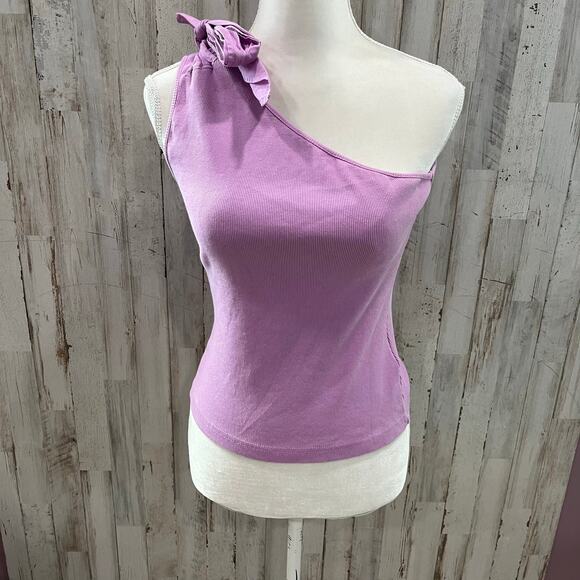 Maeve Anthropologie Purple Lilac One Shoulder Ribbed Tank Top Womens Small - Picture 1 of 8